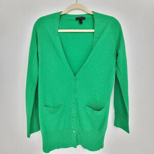 Crew 100% Merino Wool Front Pocket Cardigan Sweater Green xsmall